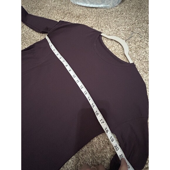 Lululemon L To The Point Long Sleeve Asymmetrical Tie T-shirt Plum No Tag - Picture 7 of 11